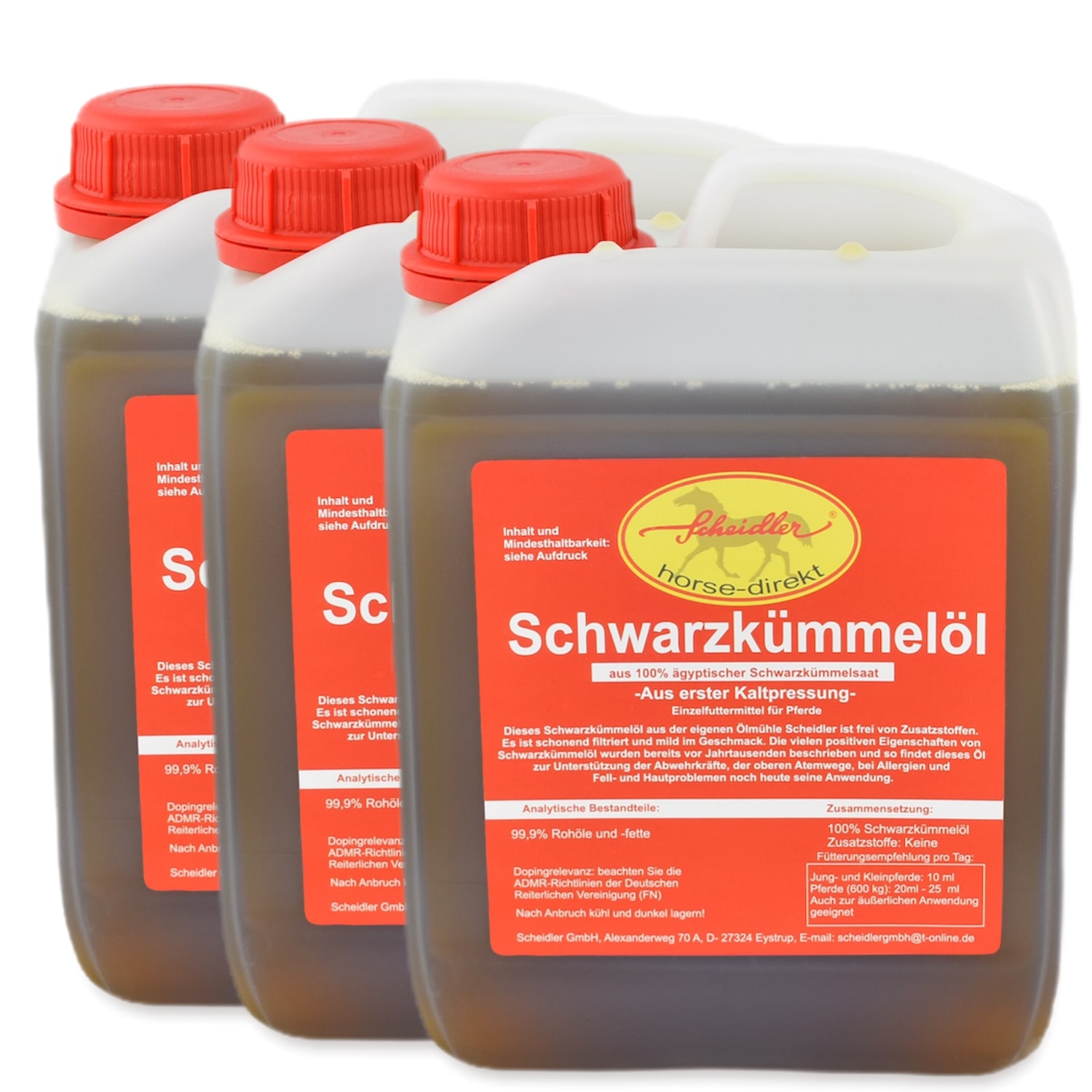 Schwarzkümmelöl, original ägyptisch 3 x 2,5L Kanister Atemwege, Hund